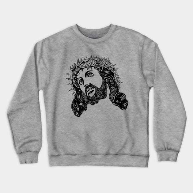 Jesus Christ Face Crewneck Sweatshirt by martinussumbaji